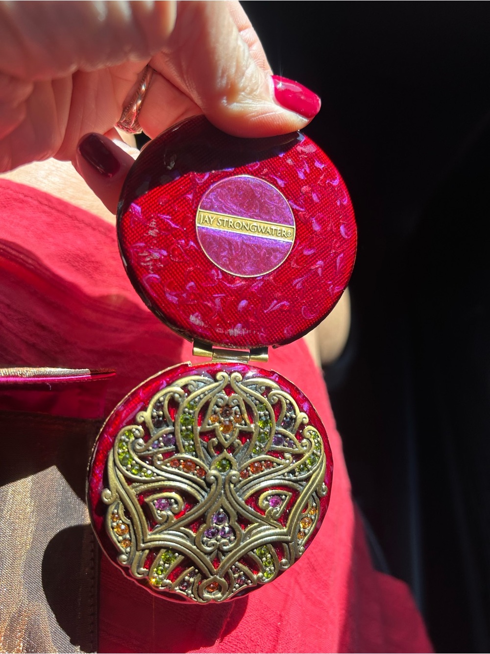 New Jay Strongwater embellished crystal compact mirror - Picture 2 of 5